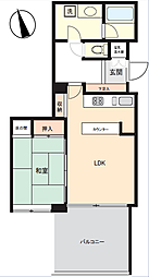 卯辰山ガーデンヒルズウエストヒル 1LDKの間取図画像