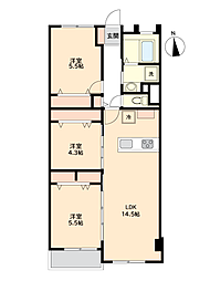 南浦和ハイツ 3LDKの間取図画像