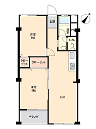 祐天寺第2コーポラス 2LDKの間取図画像