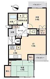 千歳台ヒミコハビタット 2LDKの間取図画像