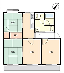 馬堀台団地19号棟 4Kの間取図画像