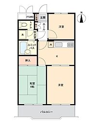 セザール第二青梅 3Kの間取図画像