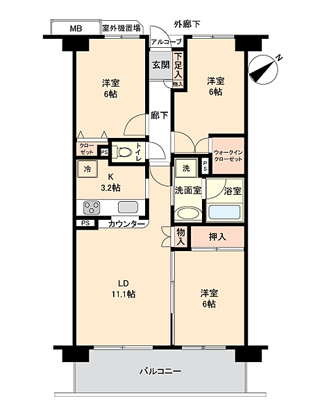 3LDK 間取り