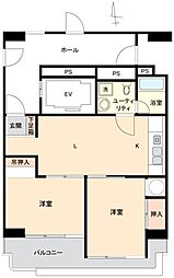 荘苑南伏見 2DKの間取図画像