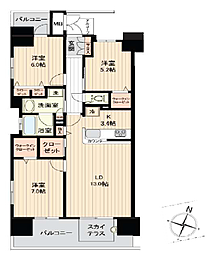 ロイヤルガーデン千舟町 3LDKの間取図画像