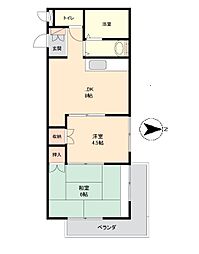 シルバーハイツ竹の塚 2DKの間取図画像