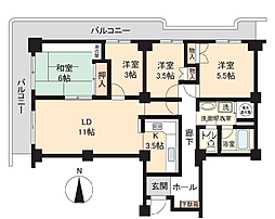 清新北ハイツ住宅4-7 4LDKの間取図画像