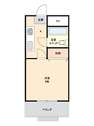 シャルム伊月 1Kの間取図画像