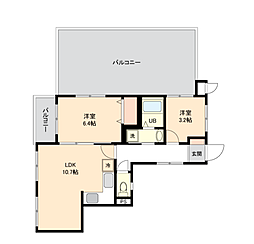 セザール第二上福岡 2LDKの間取図画像