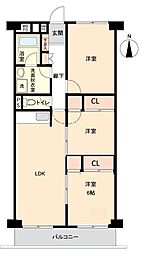 所沢ハイコーポ 3LDKの間取図画像