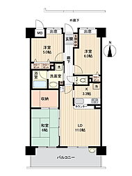 ライオンズマンション楽々園第3 3LDKの間取図画像