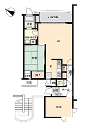 箱根山ヴィラJ棟 2LDKの間取図画像