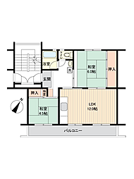 西小中台住宅32号棟 2LDKの間取図画像
