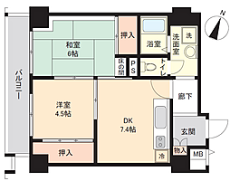 ドルミ新淀川15号館 2DKの間取図画像