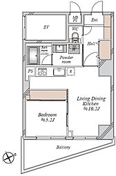 ユニーブル島津山 1LDKの間取図画像