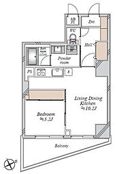 ユニーブル島津山 1LDKの間取図画像