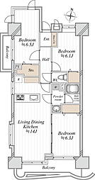 ライオンズマンション草加旭町第2 3LDKの間取図画像
