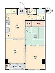 第一旭コーポラス 3DKの間取図画像