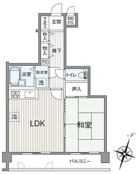 セザール第二千歳船橋 1LDKの間取図画像