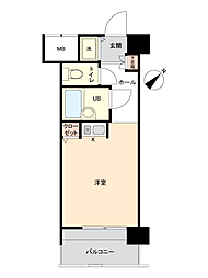 トーカン久留米駅東2キャステール ワンルームの間取図画像