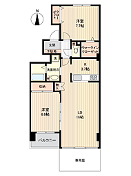 リブウェル大通 2LDKの間取図画像