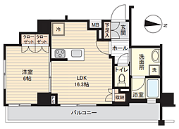 プレール・ドゥーク世田谷代田 1LDKの間取図画像