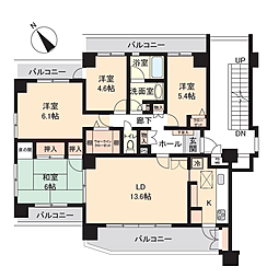 船橋ビレジ 4LDKの間取図画像
