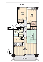オーベル鎌ヶ谷弐番館 3LDKの間取図画像