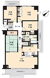 パークハウス猪名川壱番街A棟 4LDKの間取図画像