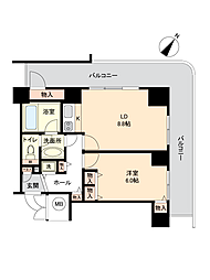 チッタナポリA棟 1LDKの間取図画像