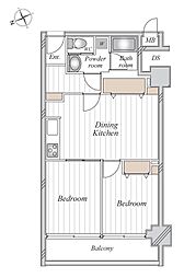 コープブロードウェイセンター 2DKの間取図画像