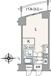 ライオンズステーションプラザ琴似 ワンルームの間取図画像
