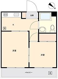 つつじヶ丘ハイム 2Kの間取図画像