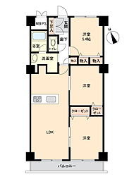 クイーンハイツ久地 3LDKの間取図画像
