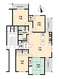 サンライフ小郡コートビレッジJ棟 4LDKの間取図画像