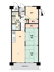 トーカンマンション八橋プラザ 2SLDKの間取図画像