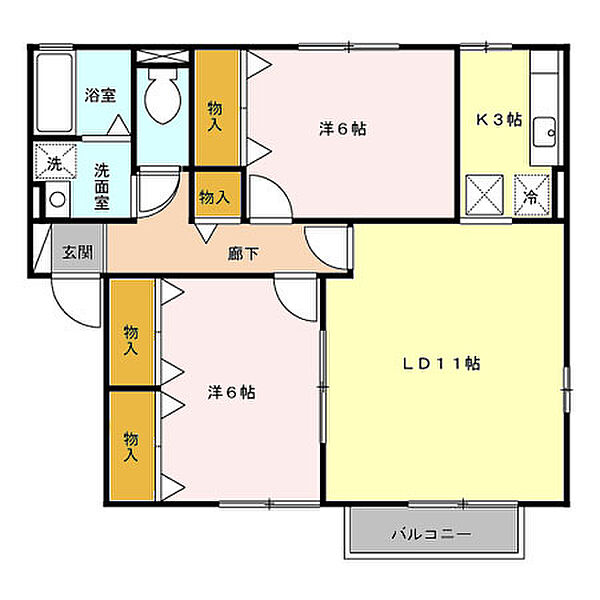 リーベンハウス ｜東京都小平市回田町(賃貸アパート2LDK・1階・61.67㎡)の写真 その2