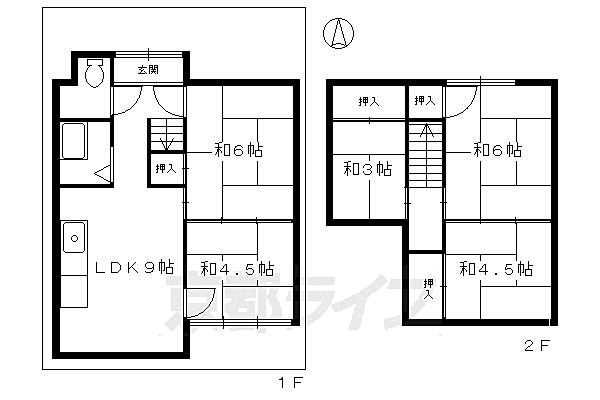 松ヶ崎貸家 北｜京都府京都市左京区松ケ崎東桜木町(賃貸一戸建5LDK・--・79.20㎡)の写真 その2