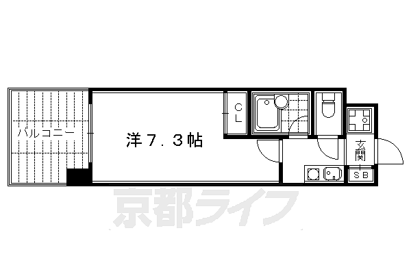 京都府京都市下京区四条通西洞院西入傘鉾町(賃貸マンション1K・2階・21.10㎡)の写真 その2