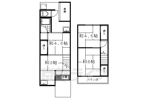 京都府京都市北区紫竹栗栖町(賃貸一戸建4K・--・45.00㎡)の写真 その2