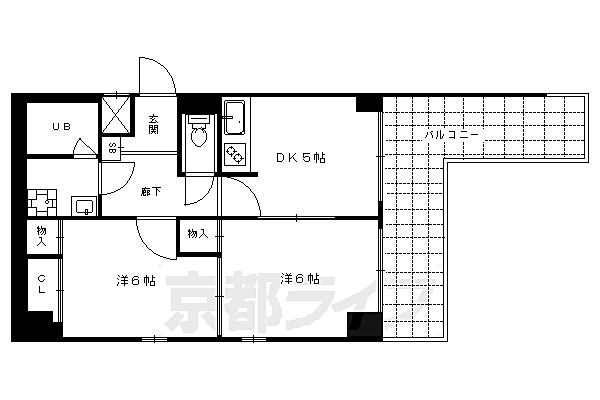 パークサイド岡崎 404｜京都府京都市左京区岡崎西天王町(賃貸マンション2DK・4階・43.74㎡)の写真 その2