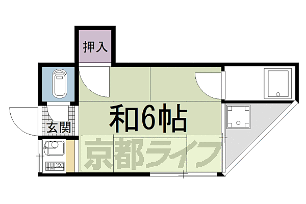 宇野荘 5｜京都府京都市左京区田中南大久保町(賃貸アパート1K・2階・14.85㎡)の写真 その2