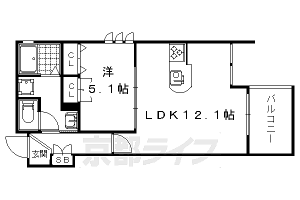 京都府京都市下京区柳馬場通松原上る吉文字町(賃貸マンション1LDK・3階・43.77㎡)の写真 その2