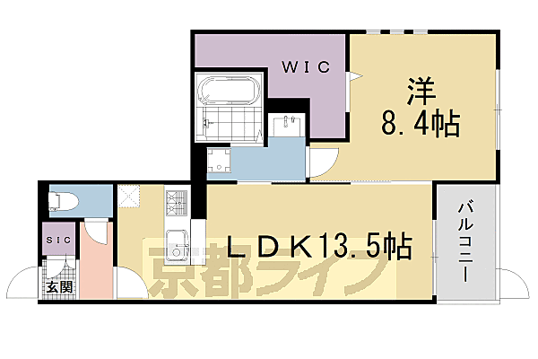 仮）新丸太町ハイツ 101｜京都府京都市左京区新丸太町(賃貸アパート1LDK・1階・53.96㎡)の写真 その2