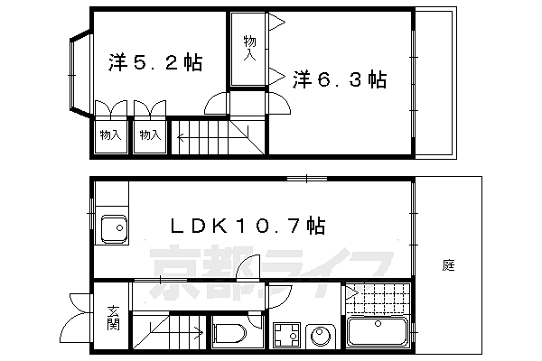 葉山町山口貸家 北側｜京都府京都市左京区一乗寺葉山町(賃貸一戸建3DK・--・40.00㎡)の写真 その2