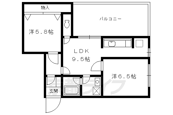 エレガンスコート下鴨 305｜京都府京都市左京区下鴨泉川町(賃貸マンション2LDK・3階・47.08㎡)の写真 その2