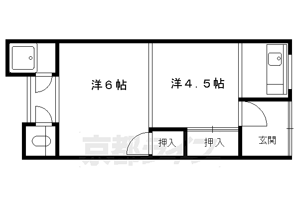 コーポ田中 102｜京都府京都市左京区岩倉花園町(賃貸アパート2K・1階・28.00㎡)の写真 その2