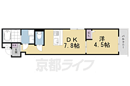 京都市営烏丸線 四条駅 徒歩10分の賃貸マンション 5階1DKの間取り