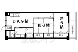 京都市営烏丸線 北大路駅 徒歩28分の賃貸マンション 2階2LDKの間取り