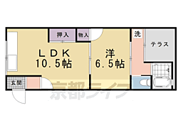 イースト東福寺 1階1LDKの間取り
